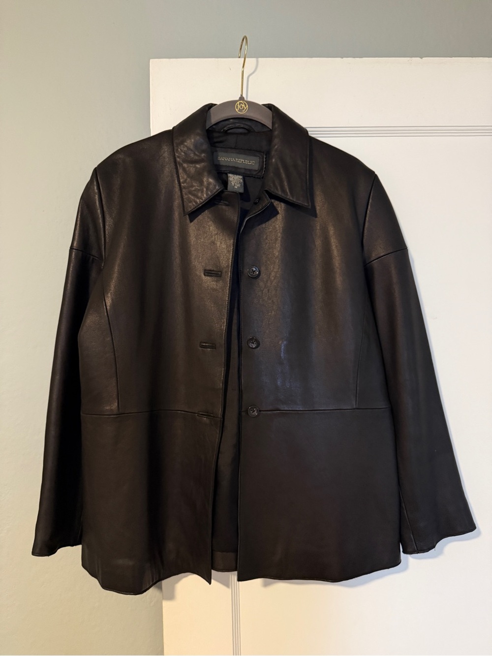 Excellent Vintage Banana Republic Leather Jacket Women’s Medium Black Minimal